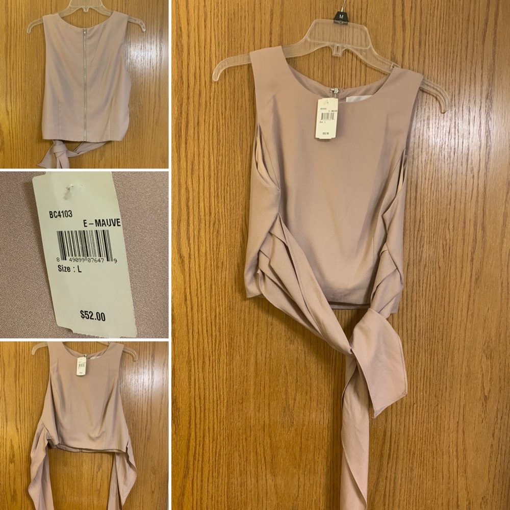Mauve Crop Top with Tie Front and Zipper Back